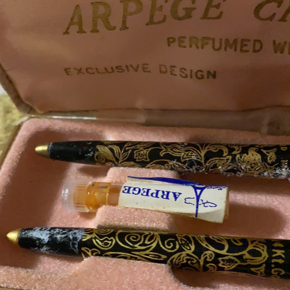 Vintage Arpege Chanel No5 14k Gold Perfumed Pen Set